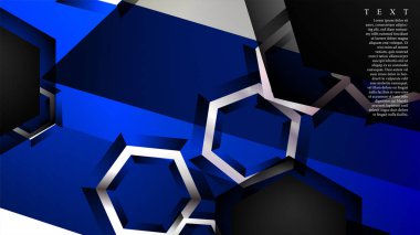 Vektör altıgen örtüşmeleri ve arka plan için mavi renk, metin için alan