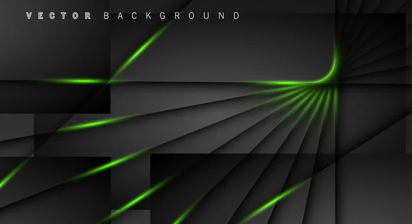 Green light line shadow dark grey luxury background — Stock Vector