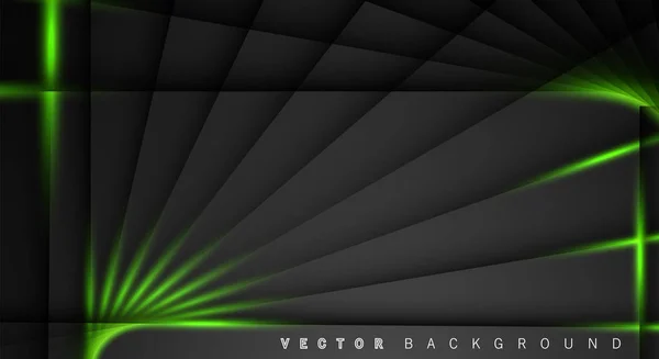 Green light line shadow dark grey luxury background — Stock Vector