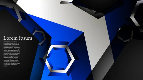 Vector Hexagon överlappningar och blå färg för bakgrund, utrymme för text — Stock vektor