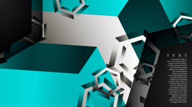 Vektör altıgen örtüşmeleri ve arka plan için açık mavi renk, metin için alan