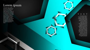 Vektör altıgen örtüşmeleri ve arka plan için açık mavi renk, metin için alan