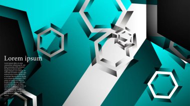 Vektör altıgen örtüşmeleri ve arka plan için açık mavi renk, metin için alan