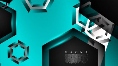 Vektör altıgen örtüşmeleri ve arka plan için açık mavi renk, metin için alan