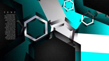 Vektör altıgen örtüşmeleri ve arka plan için açık mavi renk, metin için alan