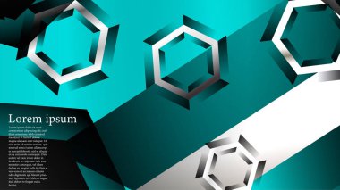 Vektör altıgen örtüşmeleri ve arka plan için açık mavi renk, metin için alan