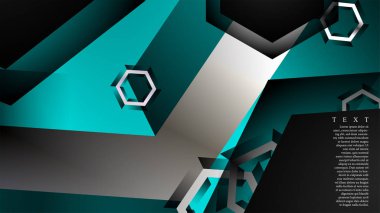 Vektör altıgen örtüşmeleri ve arka plan için açık mavi renk, metin için alan