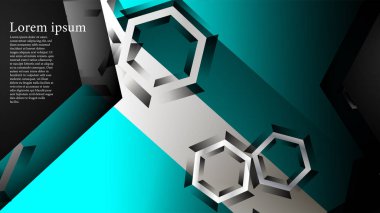 Vektör altıgen örtüşmeleri ve arka plan için açık mavi renk, metin için alan