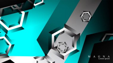 Vektör altıgen örtüşmeleri ve arka plan için açık mavi renk, metin için alan