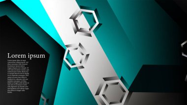 Vektör altıgen örtüşmeleri ve arka plan için açık mavi renk, metin için alan