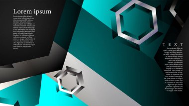 Vektör altıgen örtüşmeleri ve arka plan için açık mavi renk, metin için alan