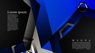 Vektör altıgen örtüşmeleri ve arka plan için mavi renk, metin için alan