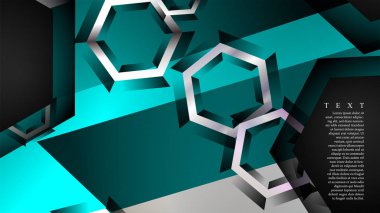 Vektör altıgen örtüşmeleri ve arka plan için açık mavi renk, metin için alan