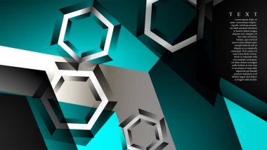 Vektör altıgen örtüşmeleri ve arka plan için açık mavi renk, metin için alan