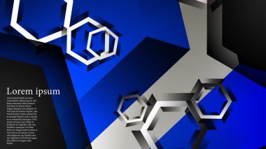 Vektör altıgen örtüşmeleri ve arka plan için mavi renk, metin için alan