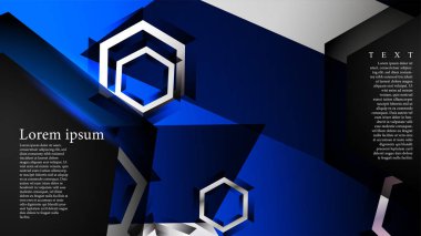 Vektör altıgen örtüşmeleri ve arka plan için mavi renk, metin için alan
