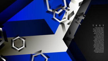 Vektör altıgen örtüşmeleri ve arka plan için mavi renk, metin için alan