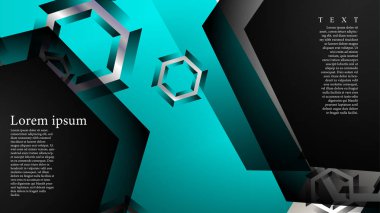 Vektör altıgen örtüşmeleri ve arka plan için açık mavi renk, metin için alan