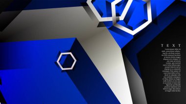 Vektör altıgen örtüşmeleri ve arka plan için mavi renk, metin için alan
