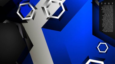 Vektör altıgen örtüşmeleri ve arka plan için mavi renk, metin için alan