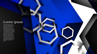 Vektör altıgen örtüşmeleri ve arka plan için mavi renk, metin için alan