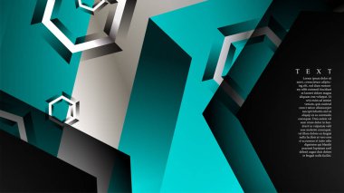 Vektör altıgen örtüşmeleri ve arka plan için açık mavi renk, metin için alan