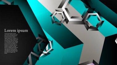 Vektör altıgen örtüşmeleri ve arka plan için açık mavi renk, metin için alan