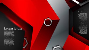 Vektör altıgen örtüşmeleri ve arka plan için kırmızı renk, metin için alan