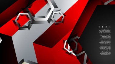 Vektör altıgen örtüşmeleri ve arka plan için kırmızı renk, metin için alan