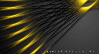 Altın ışık çizgi gölge koyu gri lüks arka plan