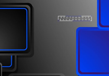 Siyah ve mavi neon kareler soyut yüksek teknoloji arkaplanı. Vektör geometrik tasarımı