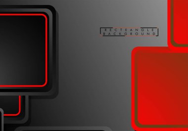 Siyah ve kırmızı neon kareler soyut hi-tech arka plan. Vektör geometrik tasarım