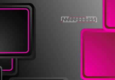 Siyah ve pembe neon kareler soyut hi-tech arka plan. Vektör geometrik tasarım