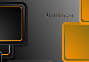 Siyah ve turuncu neon kareler soyut hi-tech arka plan. Vektör geometrik tasarım