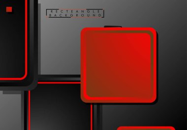 Siyah ve kırmızı neon kareler soyut hi-tech arka plan. Vektör geometrik tasarım