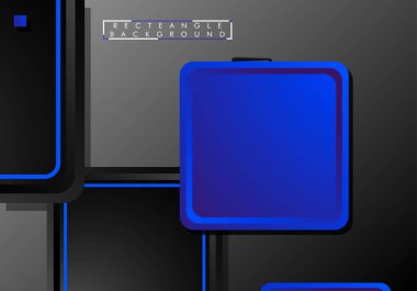 Siyah ve mavi neon kareler soyut yüksek teknoloji arkaplanı. Vektör geometrik tasarımı