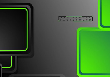 Siyah ve yeşil neon kareler soyut hi-tech arka plan. Vektör geometrik tasarım