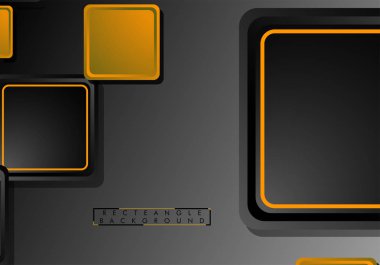 Siyah ve turuncu neon kareler soyut hi-tech arka plan. Vektör geometrik tasarım