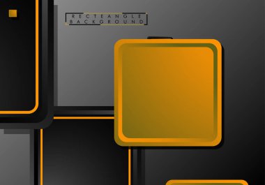 Siyah ve turuncu neon kareler soyut hi-tech arka plan. Vektör geometrik tasarım