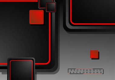 Siyah ve kırmızı neon kareler soyut hi-tech arka plan. Vektör geometrik tasarım