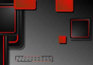 Siyah ve kırmızı neon kareler soyut hi-tech arka plan. Vektör geometrik tasarım