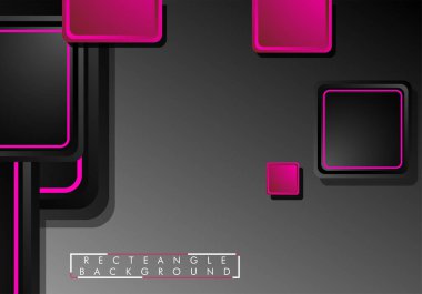 Siyah ve pembe neon kareler soyut hi-tech arka plan. Vektör geometrik tasarım