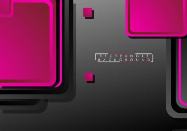 Siyah ve pembe neon kareler soyut hi-tech arka plan. Vektör geometrik tasarım
