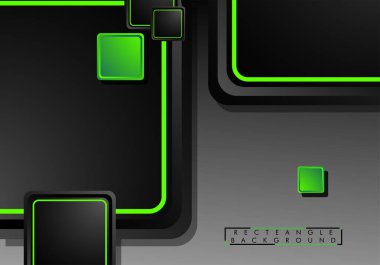 Siyah ve yeşil neon kareler soyut hi-tech arka plan. Vektör geometrik tasarım