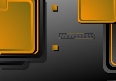 Siyah ve turuncu neon kareler soyut hi-tech arka plan. Vektör geometrik tasarım