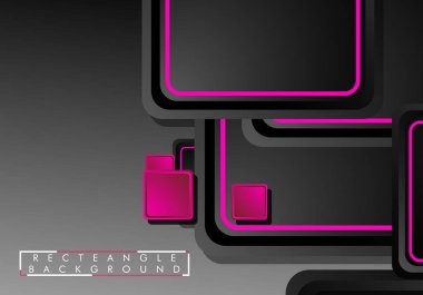 Siyah ve pembe neon kareler soyut hi-tech arka plan. Vektör geometrik tasarım