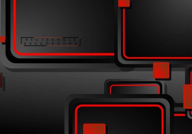 Siyah ve kırmızı neon kareler soyut hi-tech arka plan. Vektör geometrik tasarım