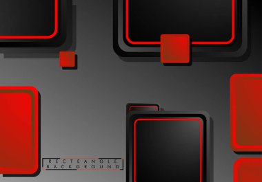 Siyah ve kırmızı neon kareler soyut hi-tech arka plan. Vektör geometrik tasarım