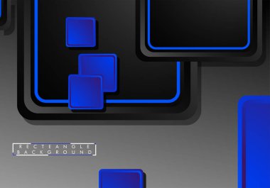 Siyah ve mavi neon kareler soyut yüksek teknoloji arkaplanı. Vektör geometrik tasarımı