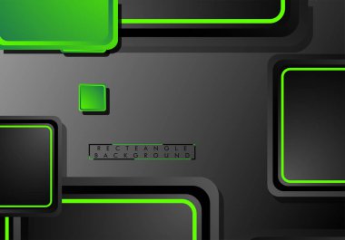 Siyah ve yeşil neon kareler soyut hi-tech arka plan. Vektör geometrik tasarım